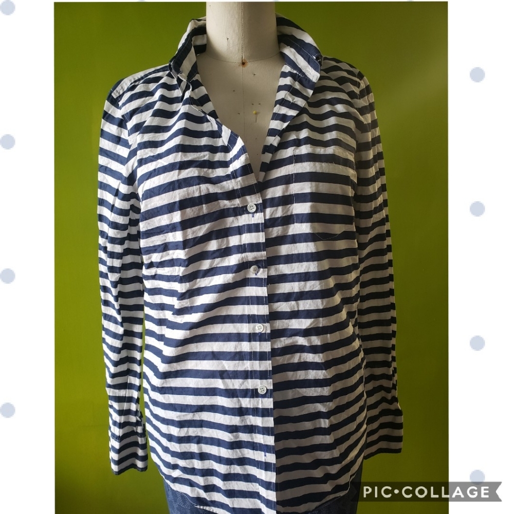 J.Crew Navy/White Boy Button Down Shirt - Picture 1 of 6